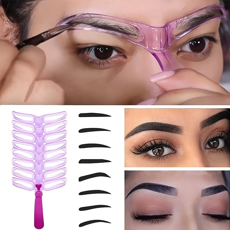 8-Style Reusable Brow Stencil Kit – Perfect Symmetrical Brows in Seconds.