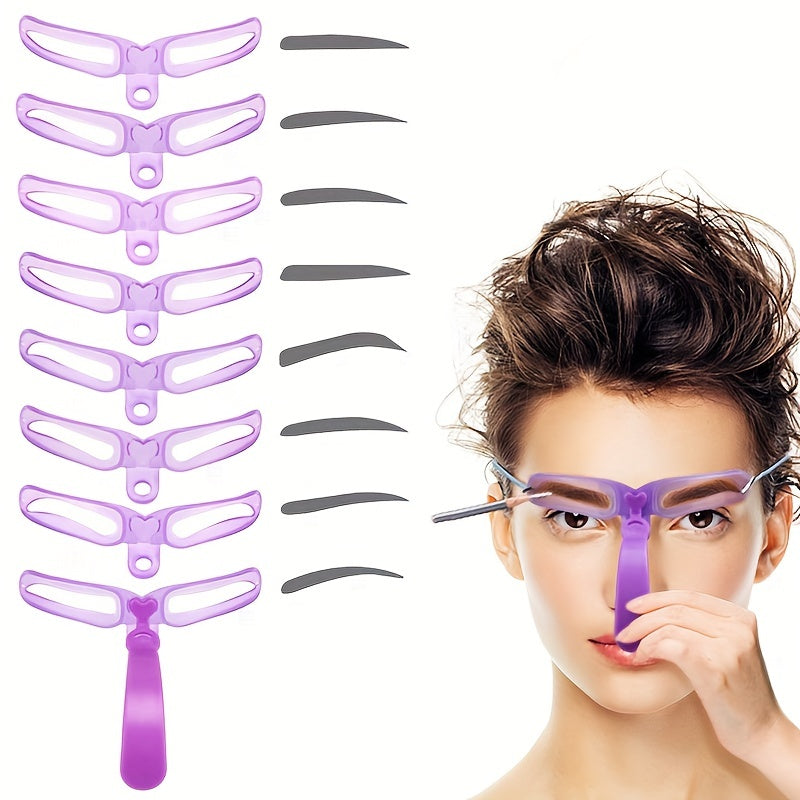 8-Style Reusable Brow Stencil Kit – Perfect Symmetrical Brows in Seconds.